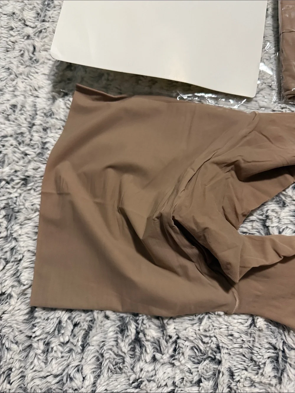 High-Waist Stretch Tights - tan silky soft med